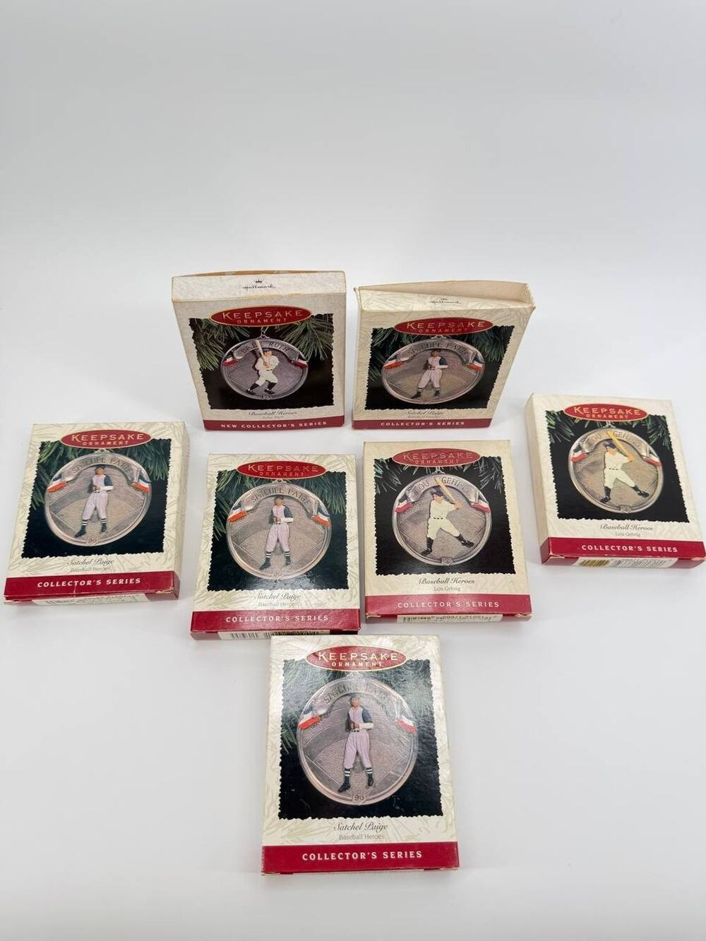 Hallmark Baseball Heroes Ornaments Lot 7 Babe Ruth Lou Gehrig Satchel Paige